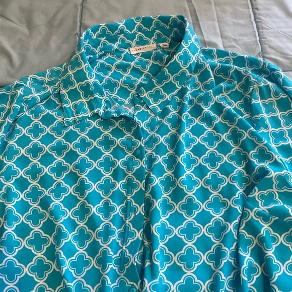 Susan Graver Multicolored Button Down Shirt with Tie Front - Picture 4 of 15